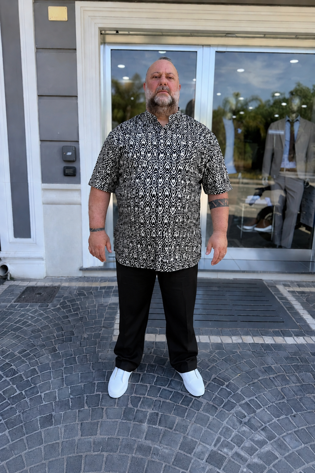 Camicia mezza manica in viscosa collo coreano Mc Laurent-03
