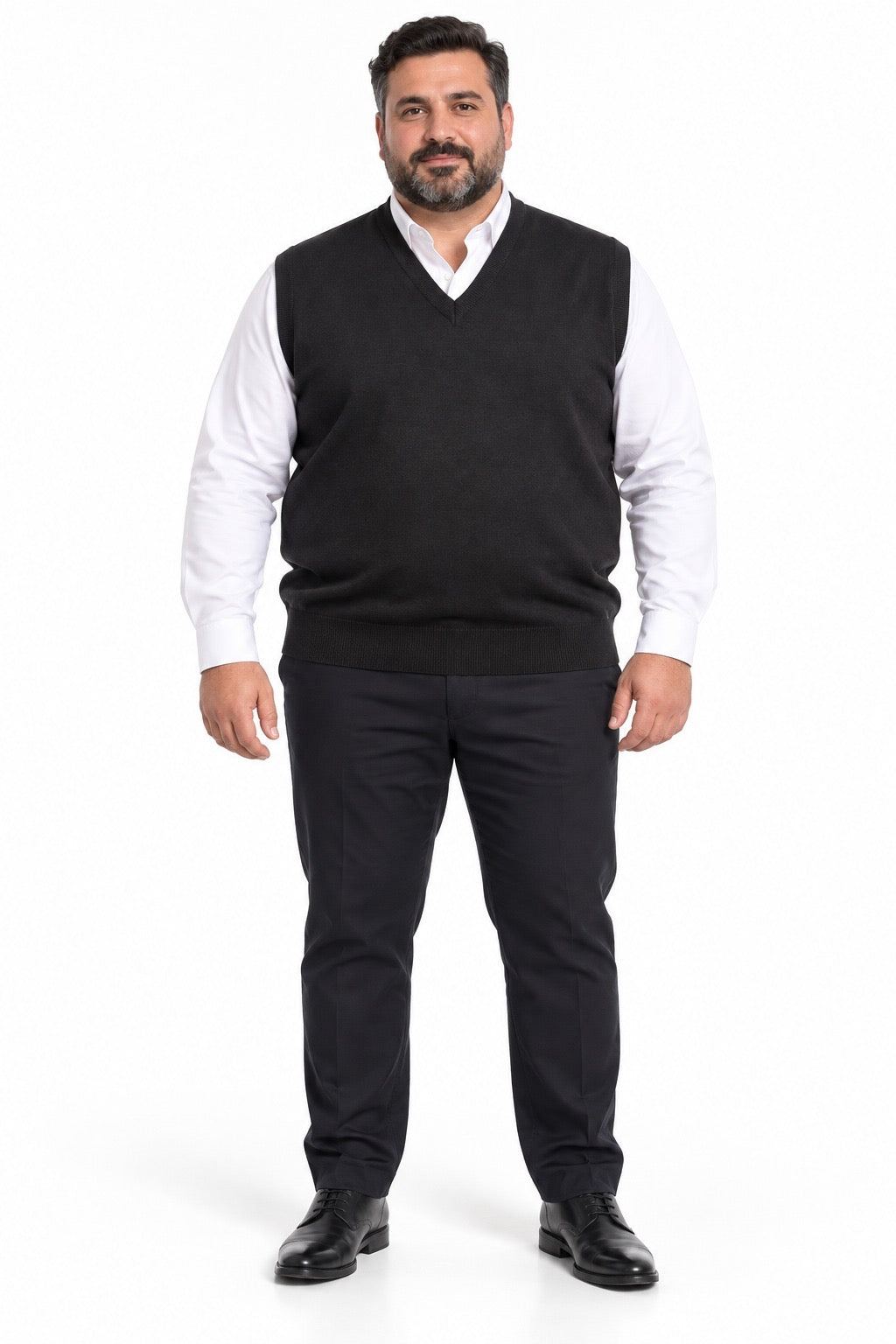 GILET LANA MERINO COLLO A V MOD-NERO