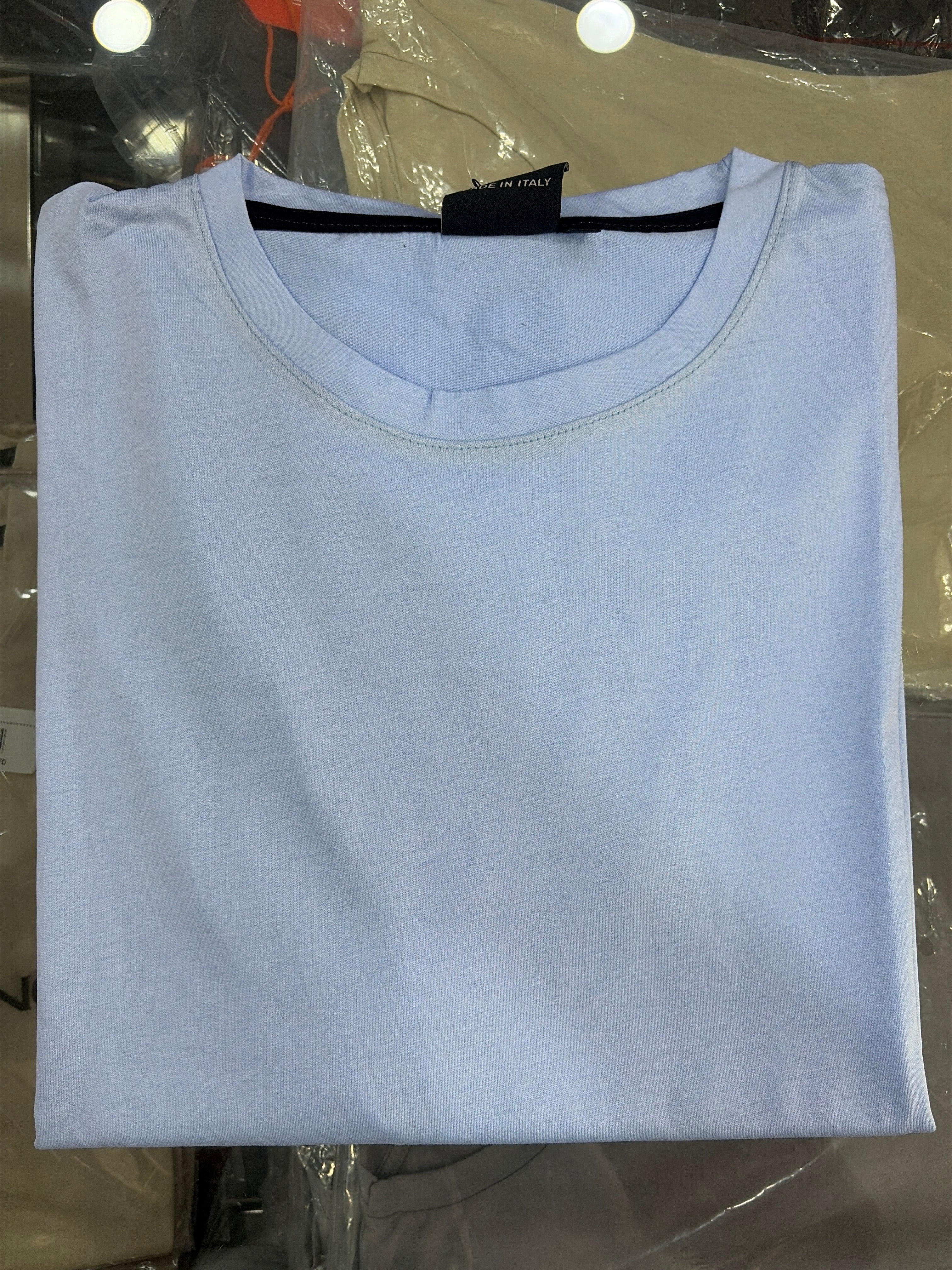 T-shirt filo di scozia MEED Milano OV1981- Celeste