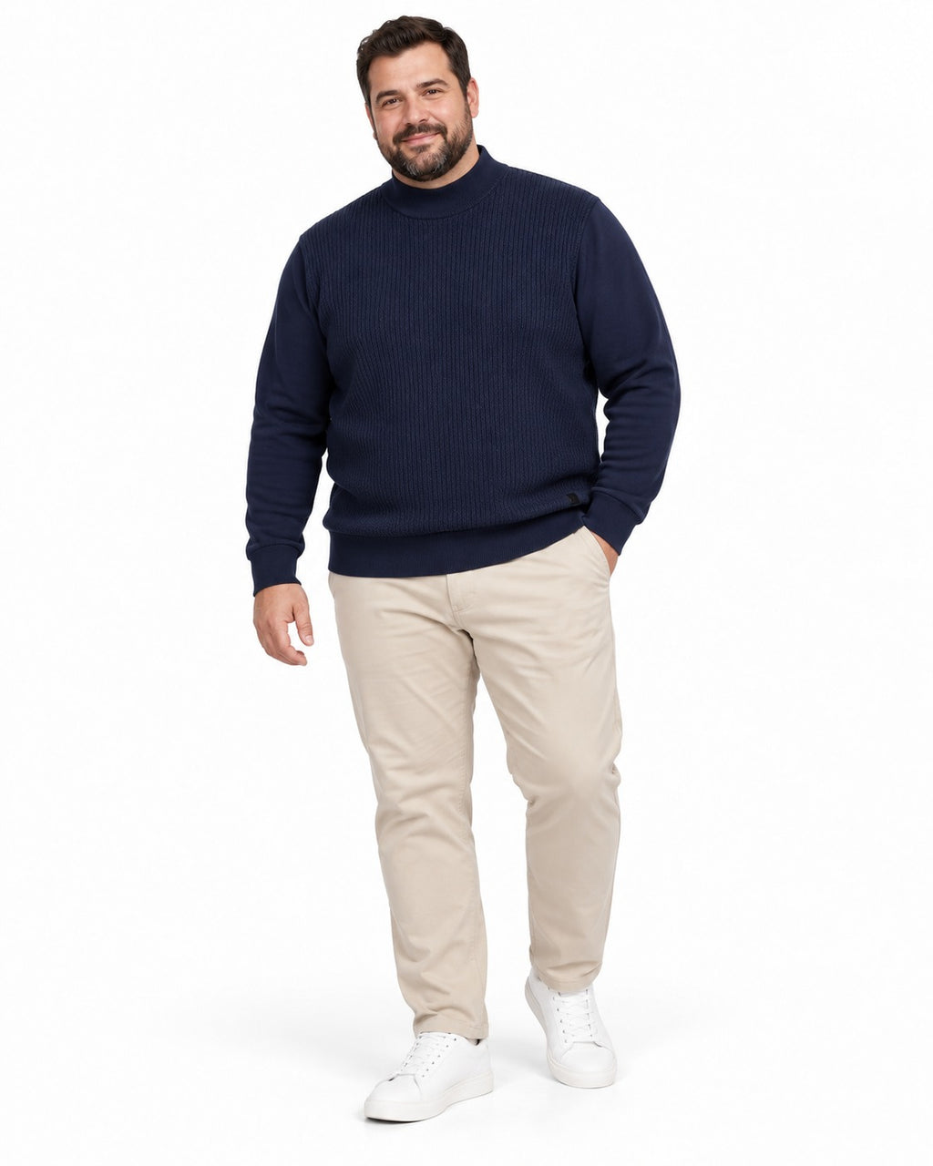 MAGLIONCINO MEZZO COLLO STRISCE-BLU