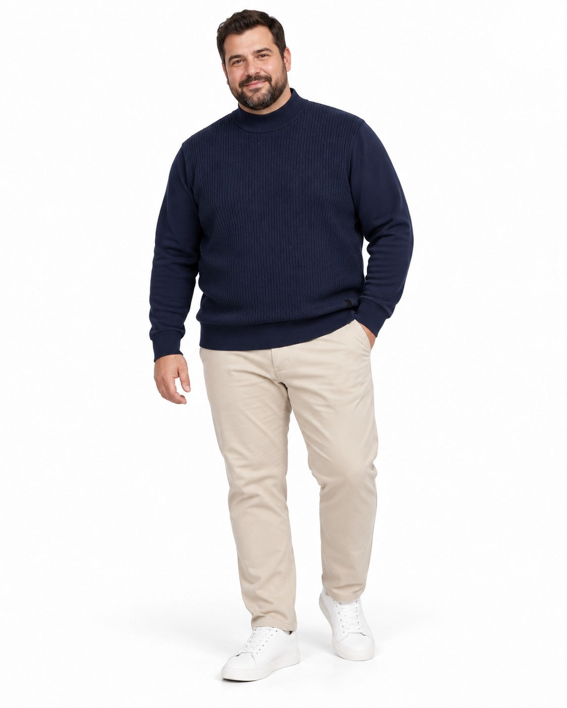 MAGLIONCINO MEZZO COLLO STRISCE-BLU