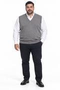 GILET LANA MERINO COLLO A V MOD-GRIGIO