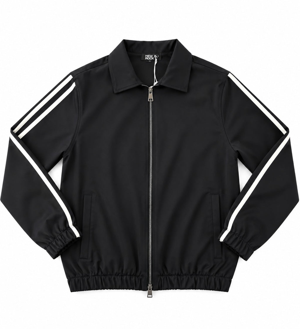 GIACCA CON ZIP E BANDE LATERALI- NERO