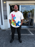 T-Shirt con stampa lettere colorate KeyMore - Bianco