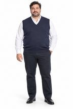 GILET LANA MERINO COLLO A V MOD-BLU