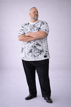 T-shirt MOD “Capodimonte” Stampa All Over- Panna/Nero