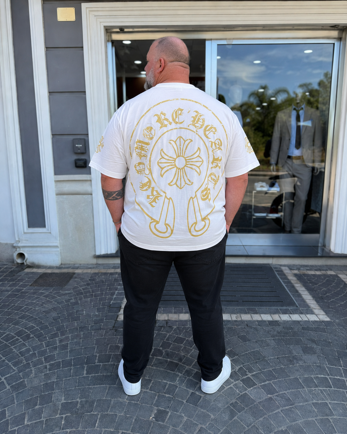 T-Shirt croce KeyMore- Bianco