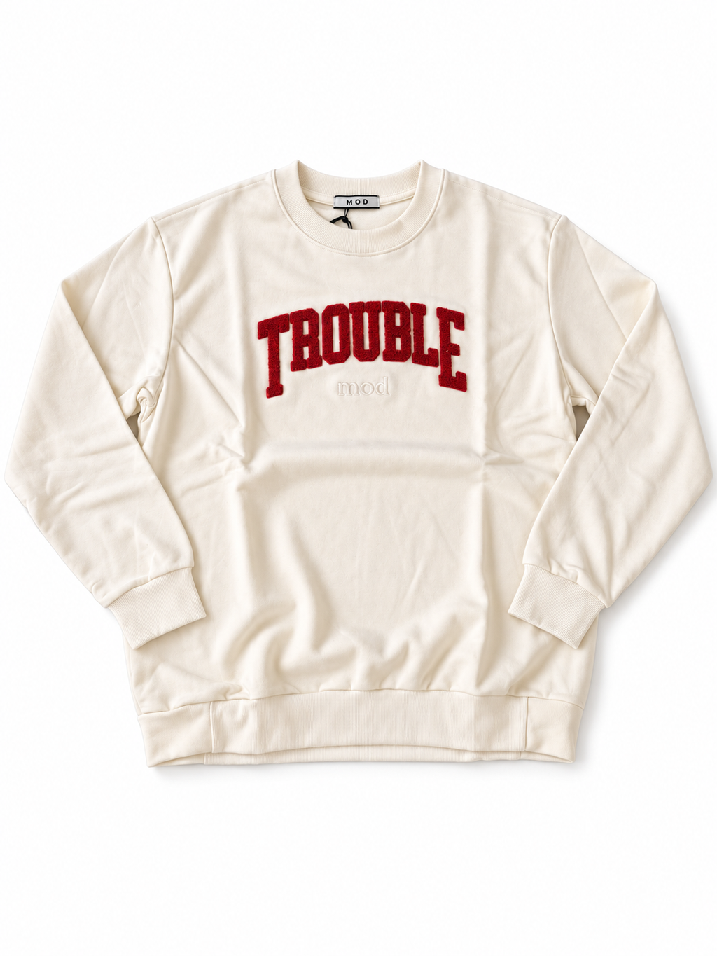 FELPA TROUBLE GIROCOLLO MOD- BIANCO