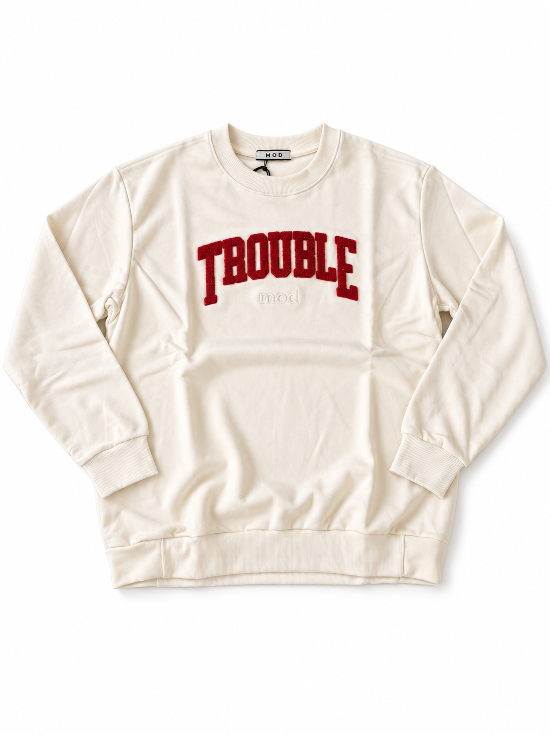 FELPA TROUBLE GIROCOLLO MOD- BIANCO
