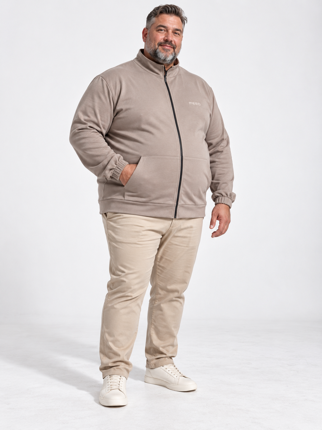FELPA CON ZIP PUNTO MILANO MEED- FANGO