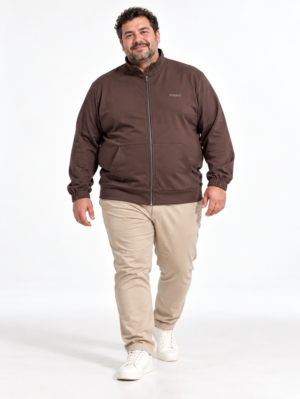 FELPA CON ZIP PUNTO MILANO MEED- MARRONE