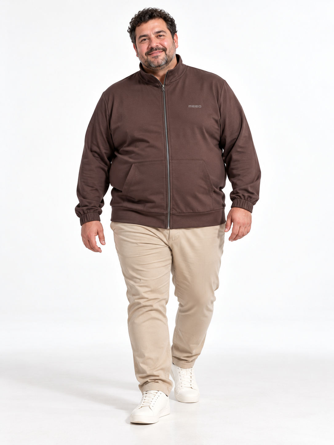 FELPA CON ZIP PUNTO MILANO MEED- MARRONE