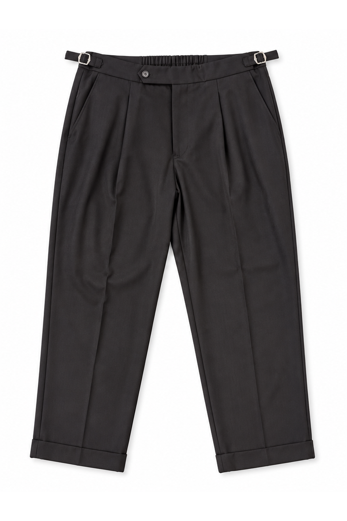 PANTALONE FIBBIE FONDO LARGO NERO-NFX1511