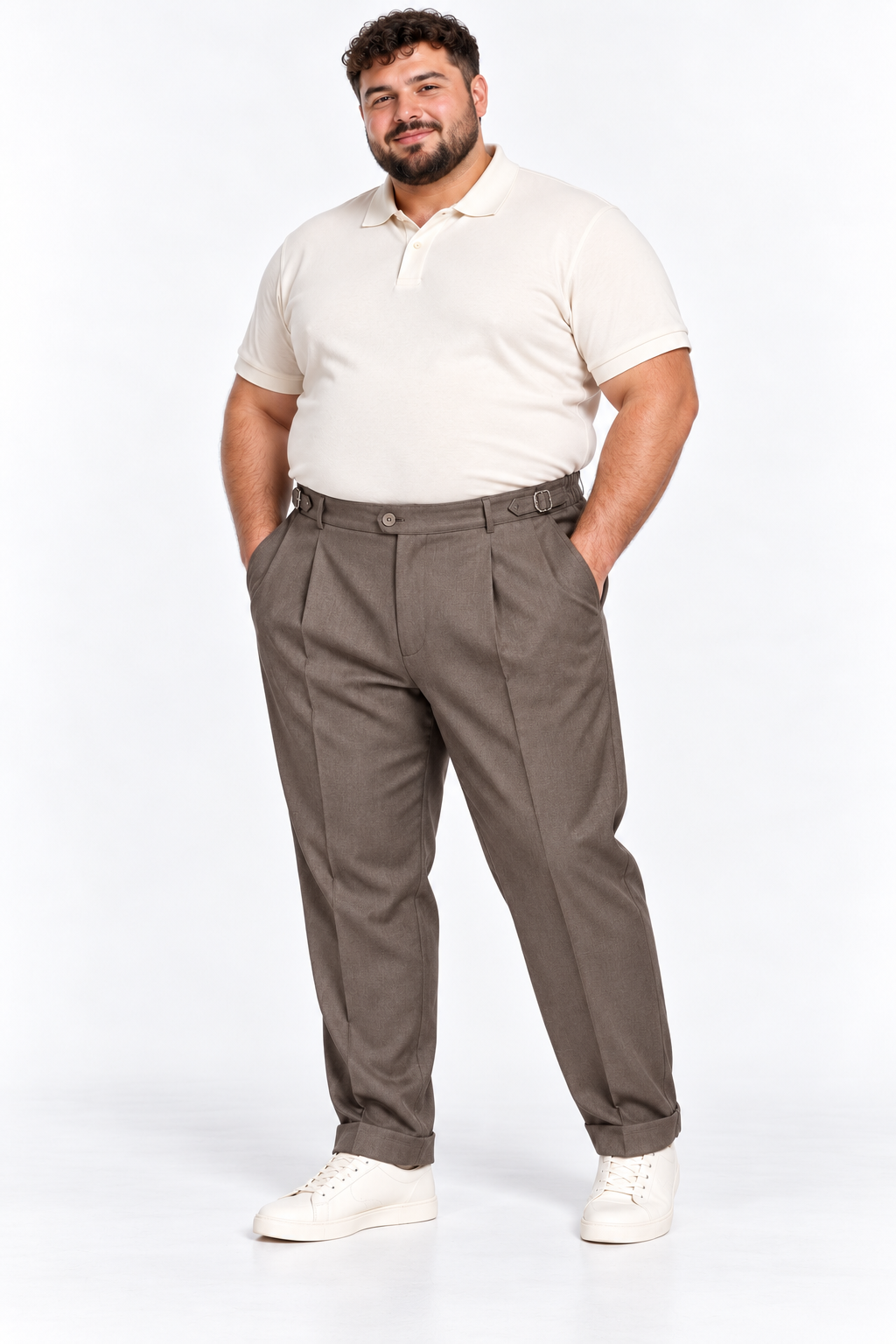 PANTALONE FONDO LARGO FIBBIE FANGO-NFX1511