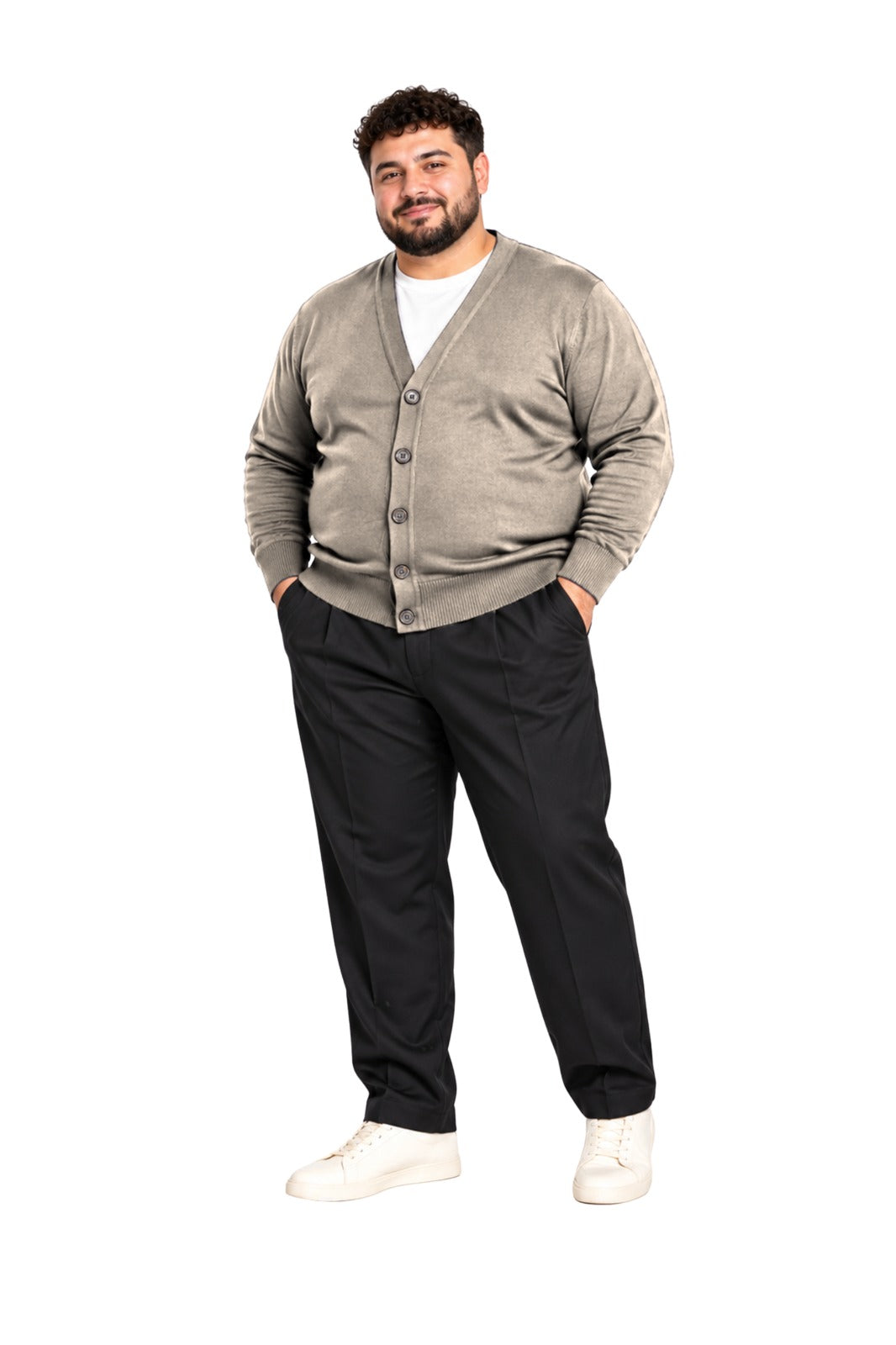 CARDIGAN BOTTONI SCOLLO A V MOD- TORTORA