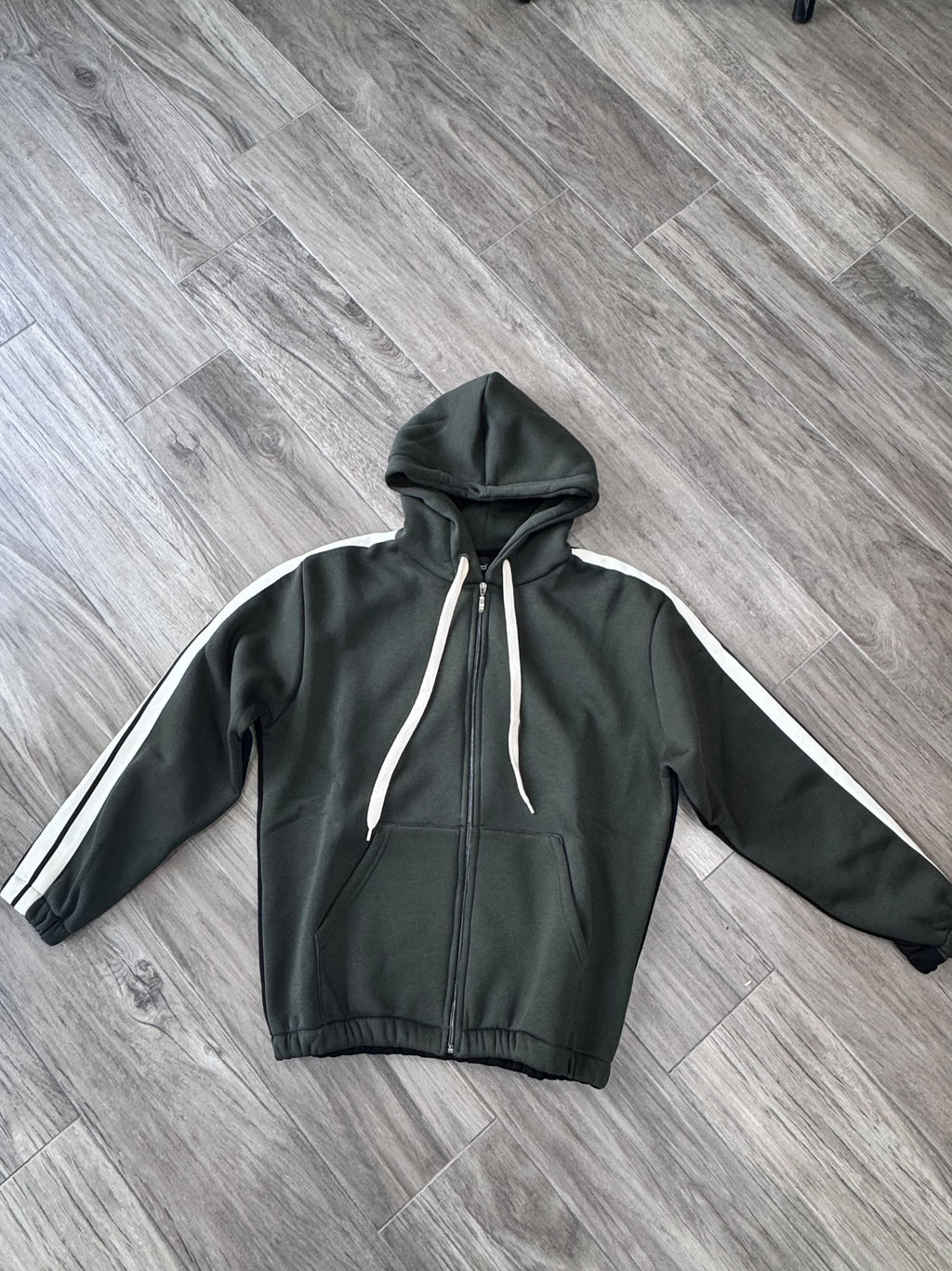 FELPA CON ZIP E BANDE LATERALI- VERDE