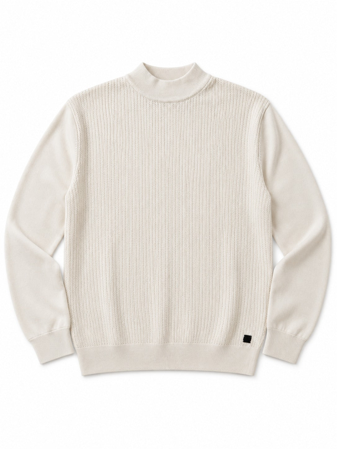 MAGLIONCINO MEZZO COLLO STRISCE-BEIGE